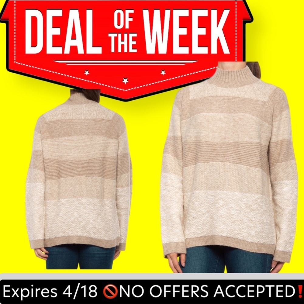 🔥🆕 Maude Vivante Selena Mock Neck Striped Sweater size large